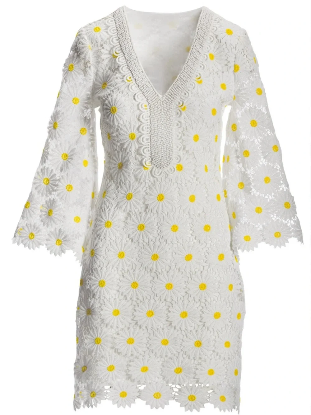 Boston Proper Daisy Lace Tunic Dress Long Sleeve Mini Size Small - Picture 6 of 12